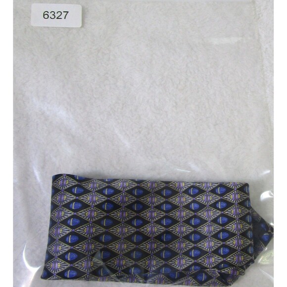 FABERGE Mens Silk Tie Blue Purple Handmade USA 072 Geometric Eggs - Picture 8 of 8